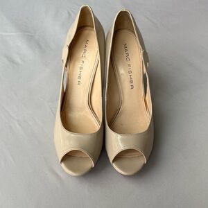 Marc Fisher Women's Beige Peep Toe Heels